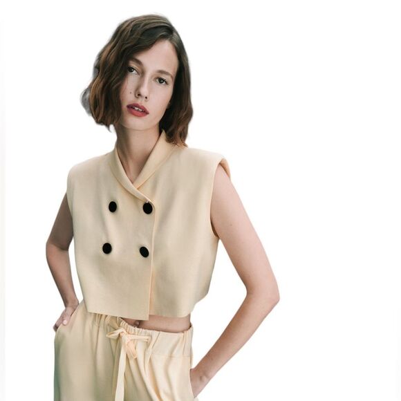 ZARA SLEEVELESS KNIT TOP WITH SHOULDER PADS LIMITED EDITION Size S - Picture 1 of 16